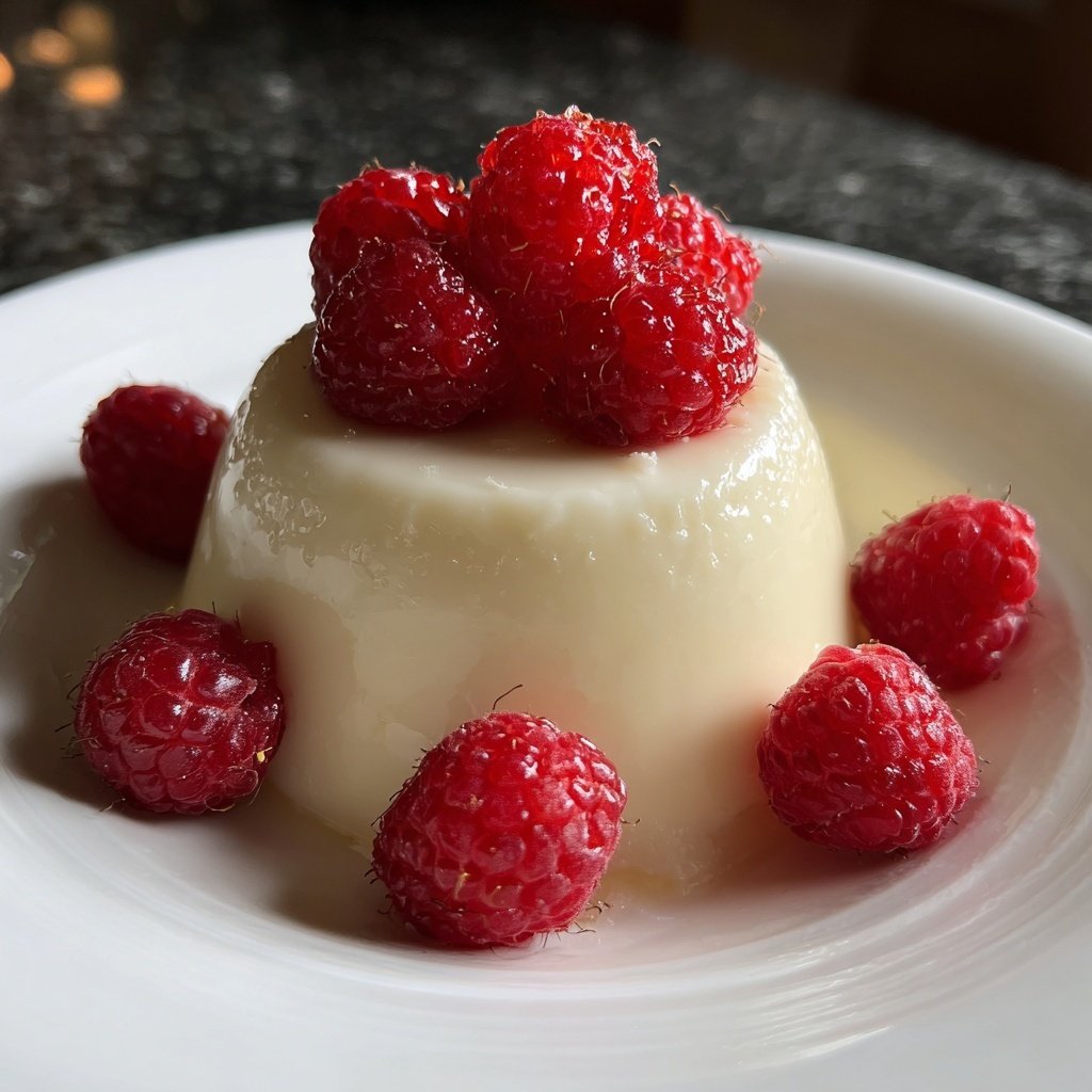 Vanilla Panna Cotta with Raspberries
